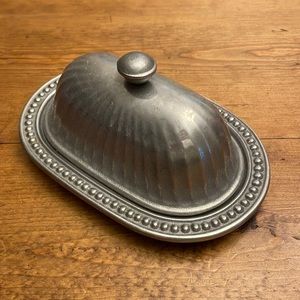 Pewter covered butter dish